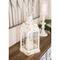 White Iron Vintage Candle Holder Lantern, 14" x 7" x 7"